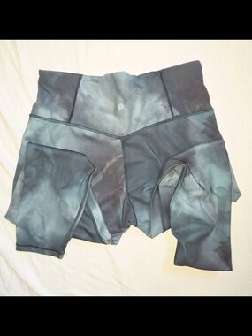 Athleta High-Waist Shorts in Teal & Charcoal Marble